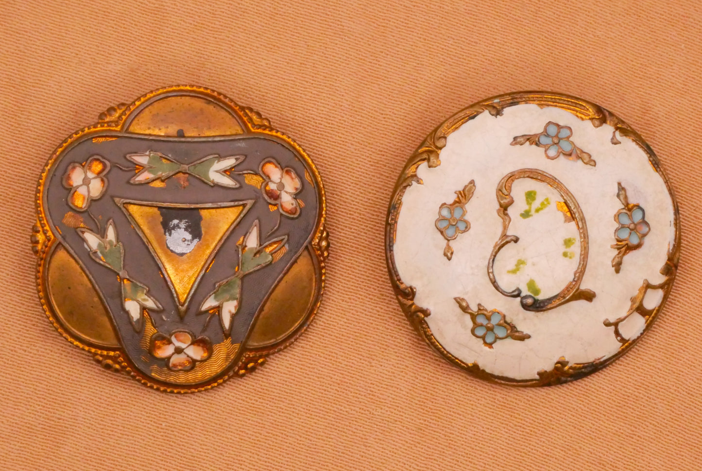 Floral Flowers Cloisonné Enamel Victorian Metal Button Various 23mm