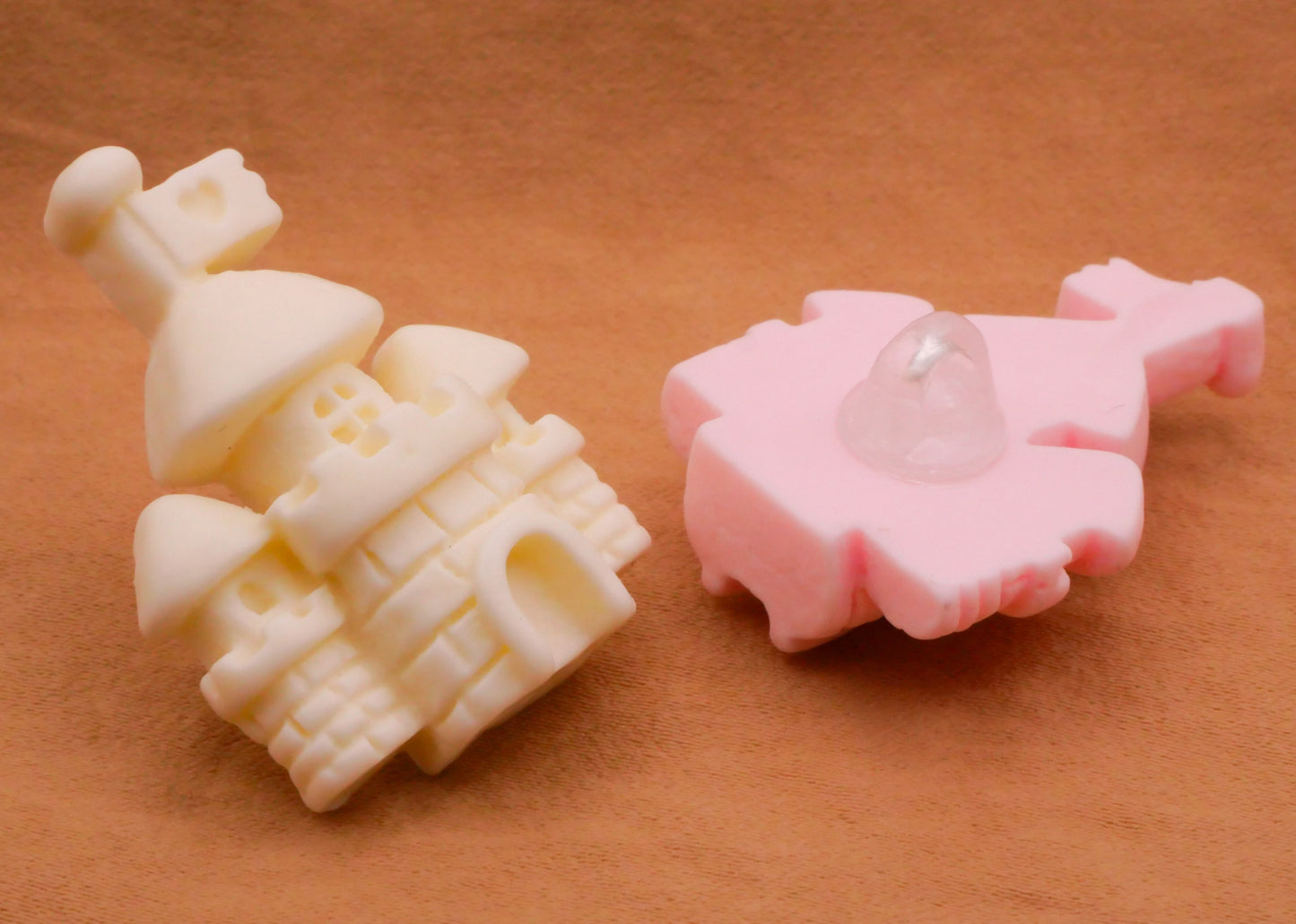 Castle Ivory Pink Plastic Button Various 24x31mm