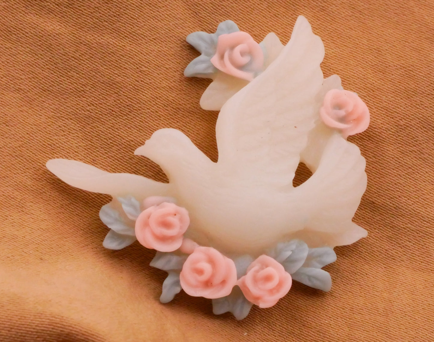 Dove Bird Rose Flower Resin Plastic Button Various 31x33mm