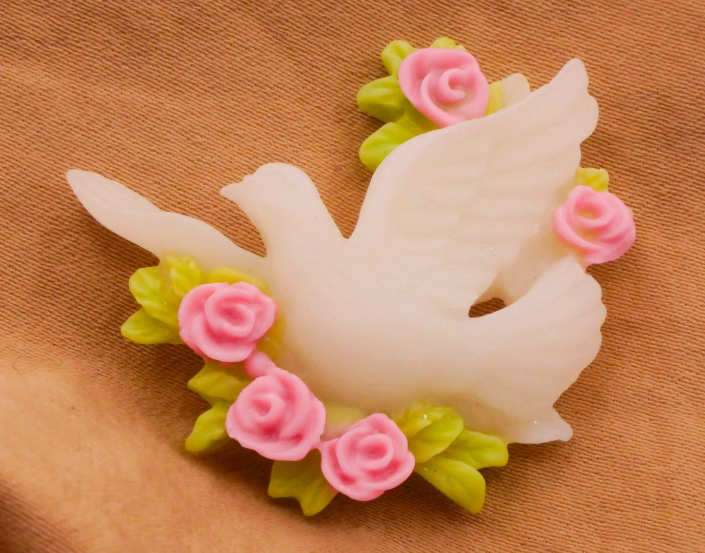 Dove Bird Rose Flower Resin Plastic Button Various 31x33mm