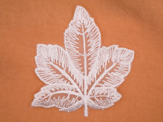 Leaf White Lace Fabric Applique Embellishment 73x78mm