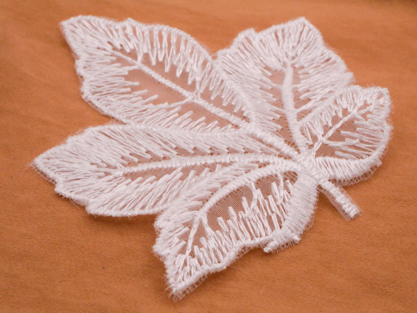 Leaf White Lace Fabric Applique Embellishment 73x78mm