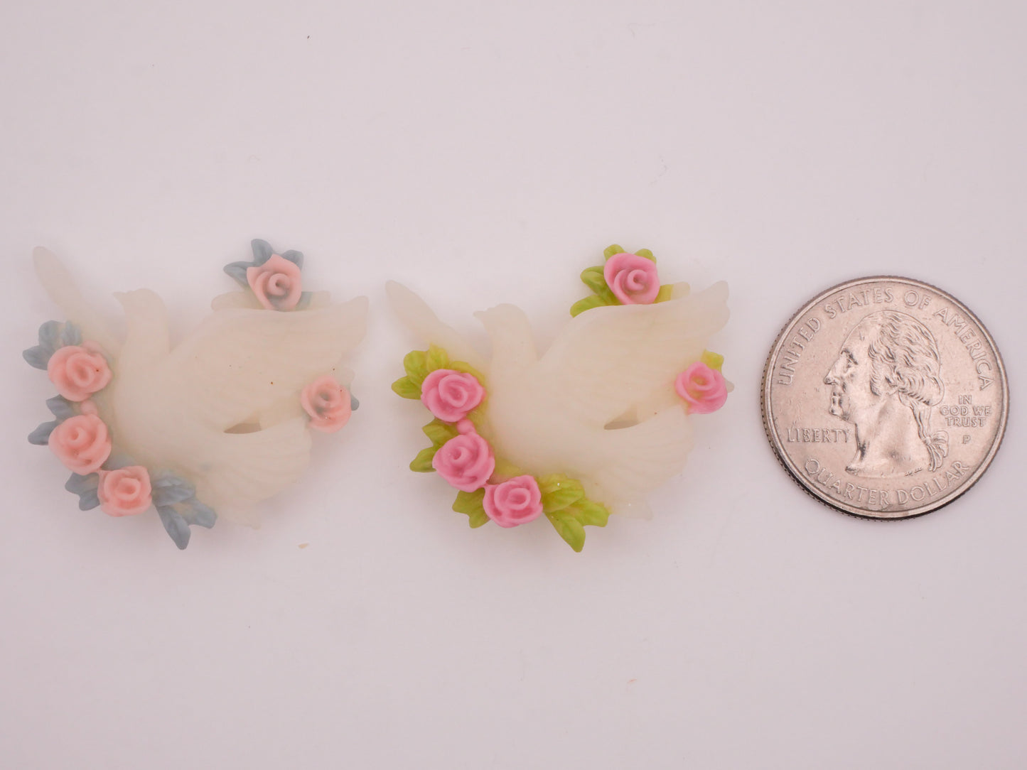 Dove Bird Rose Flower Resin Plastic Button Various 31x33mm