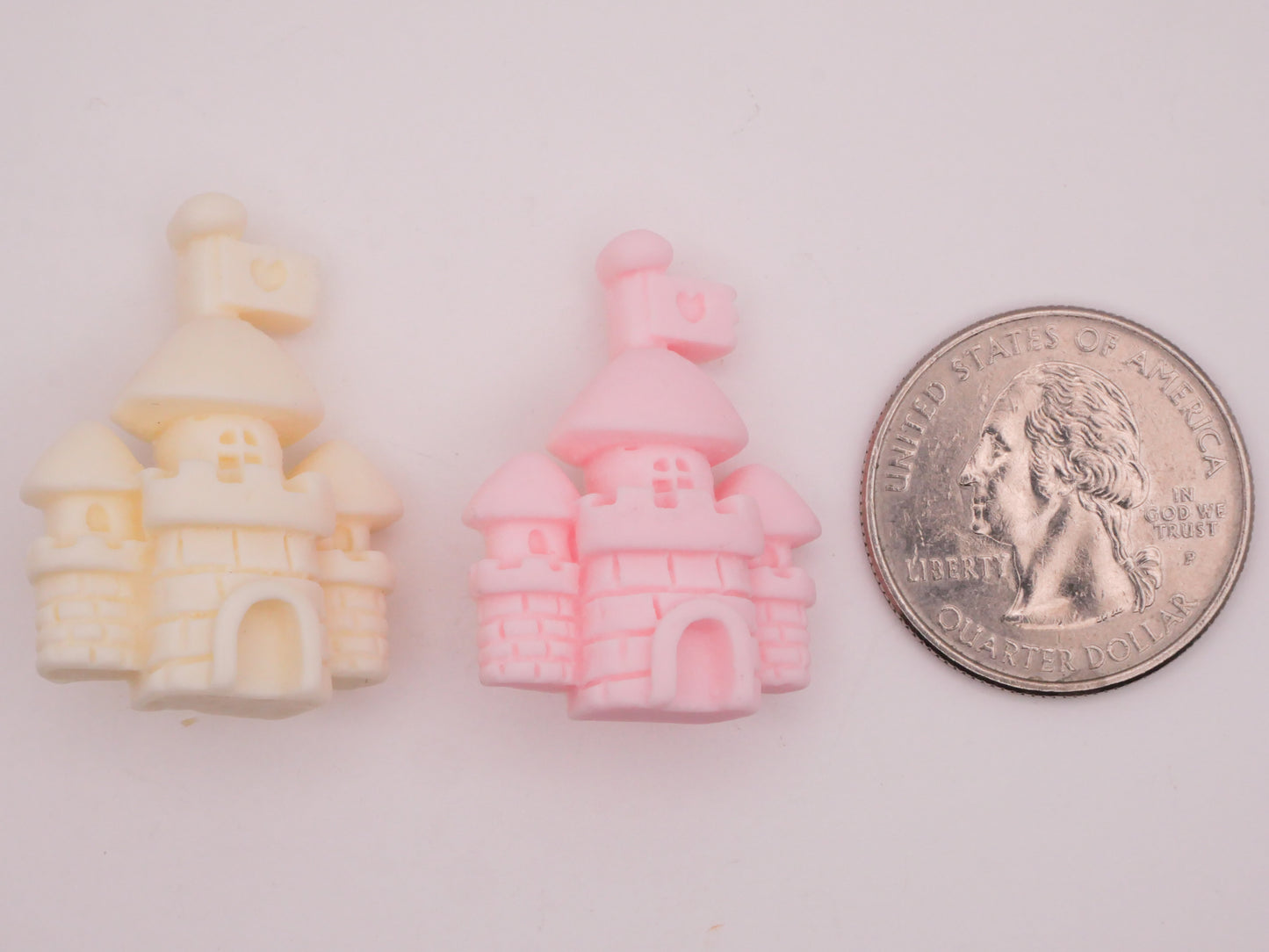 Castle Ivory Pink Plastic Button Various 24x31mm