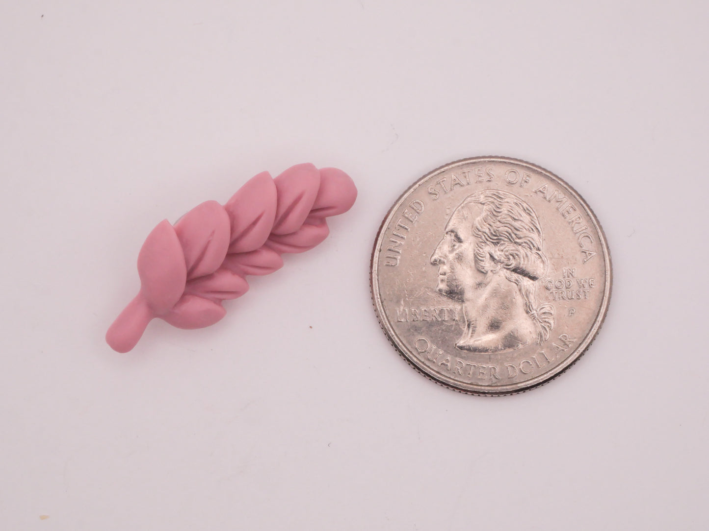 Leaf Grain Wheat Dusty Pink Plastic Pair of Buttons 13x29mm