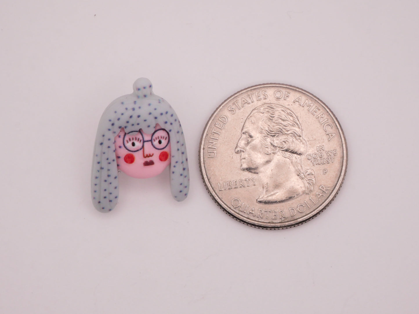 Girl Lady Glasses Grey Hair Plastic Button 16x21mm