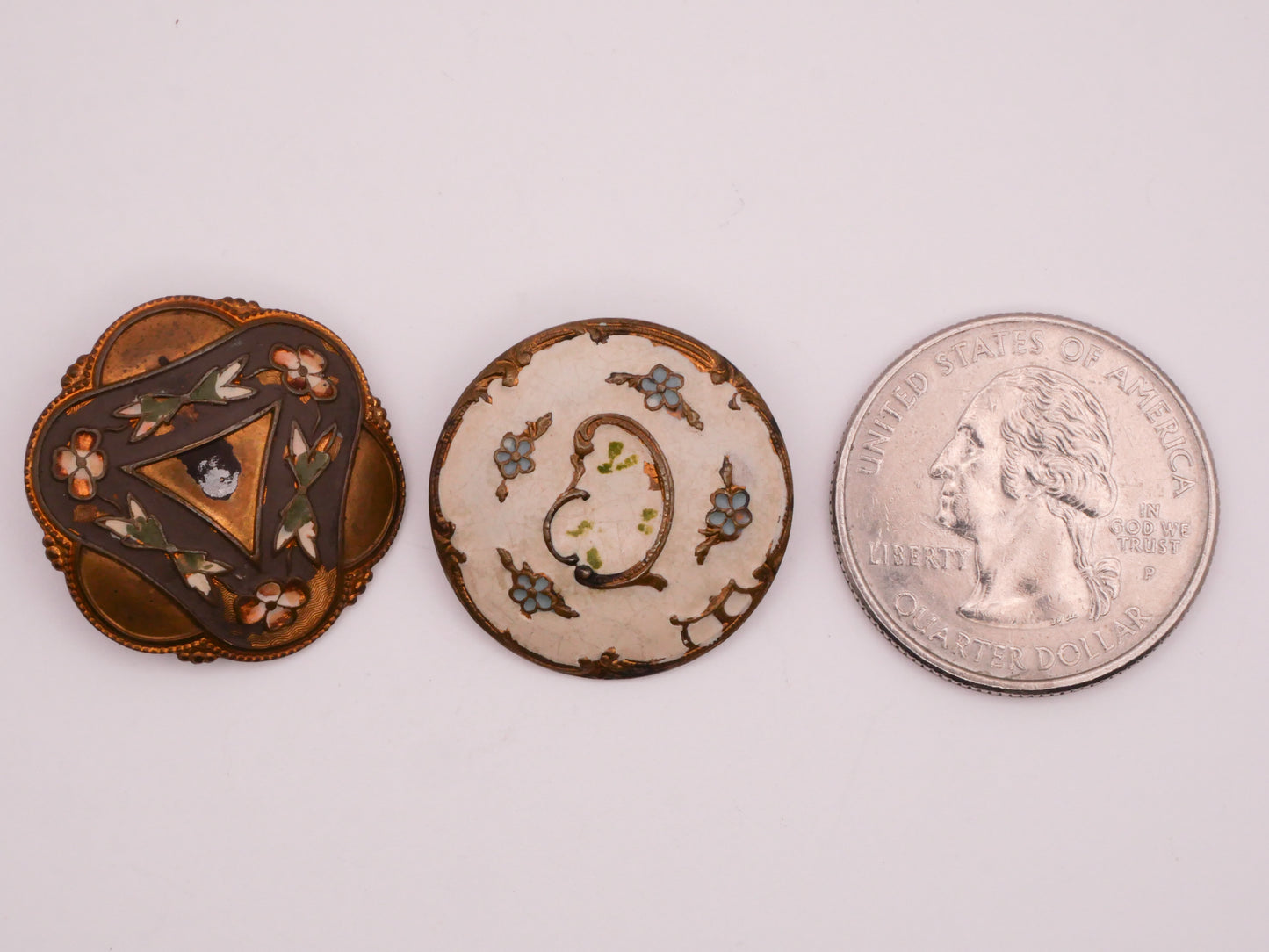 Floral Flowers Cloisonné Enamel Victorian Metal Button Various 23mm