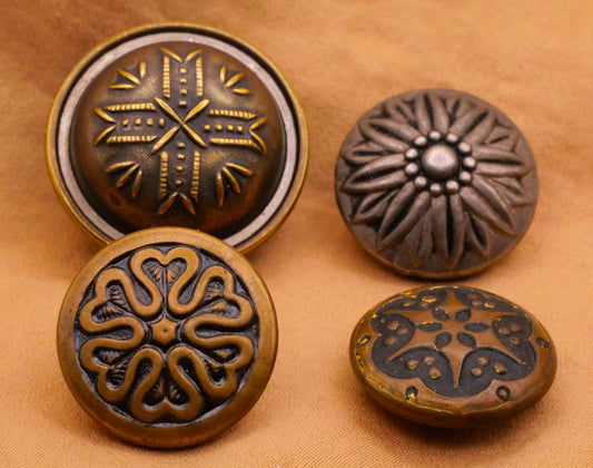 Snowflake Flower Vintage Antique Metal Button Various 18-24mm