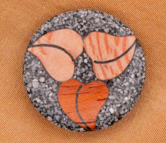 Leaf Leaves Wood Inlay Composite Stone Vintage Button 21mm