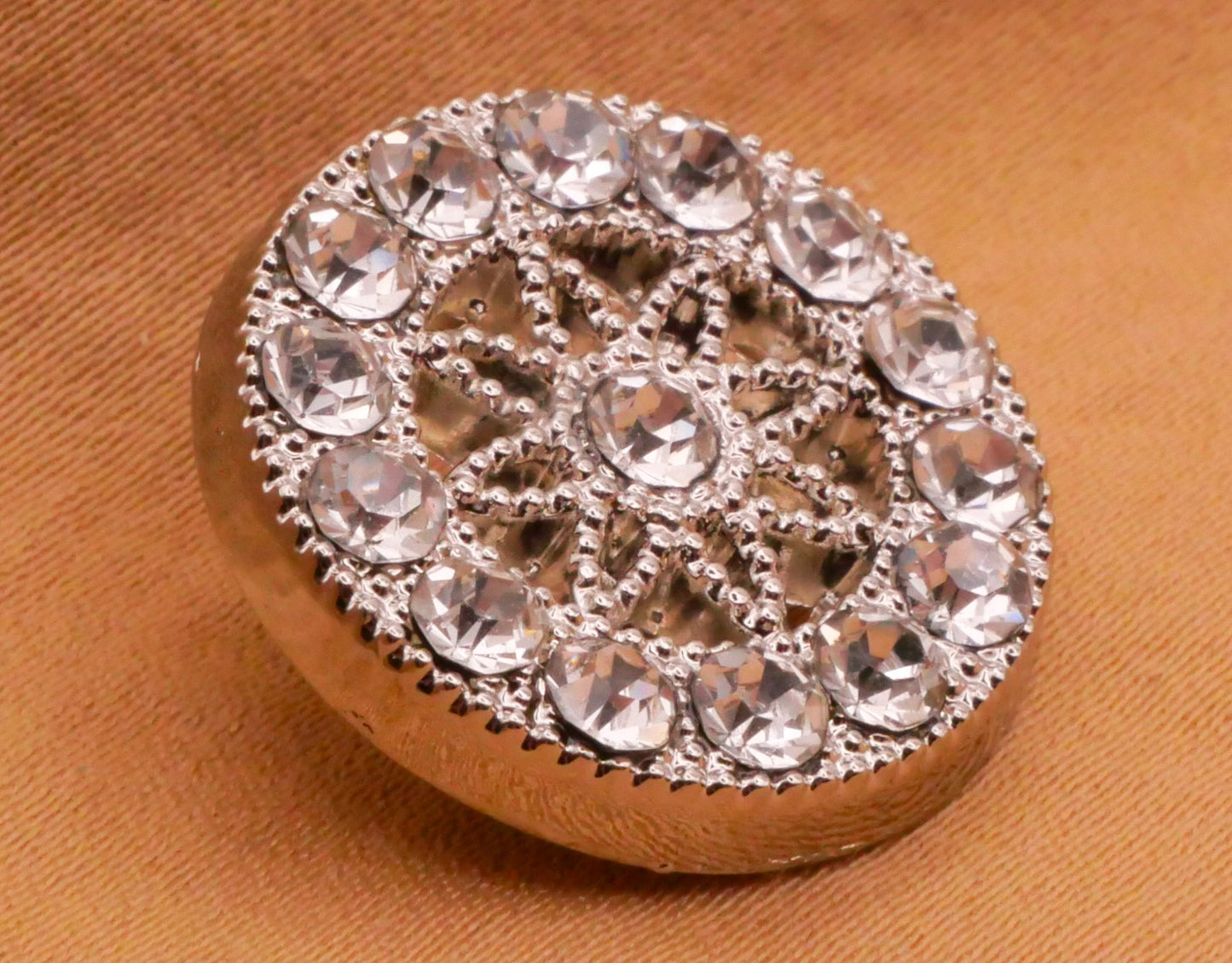 Snowflake Flower Rhinestone Silver Gold Metal Button Various 20mm