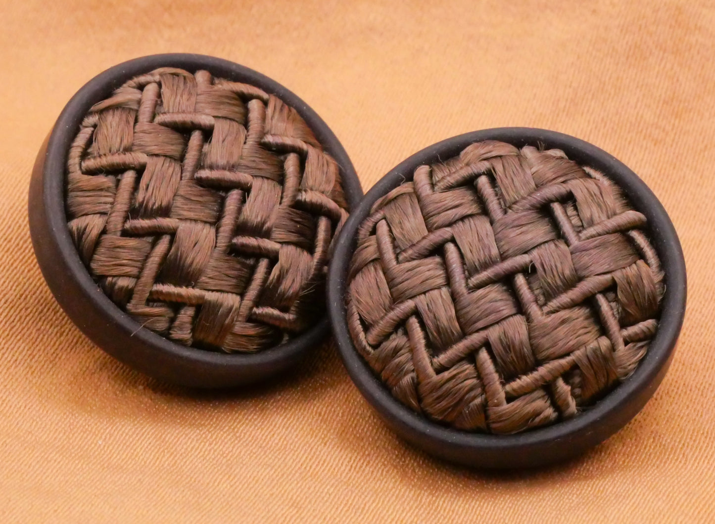 Weave Woven Brown Polyester Couture Plastic Button 21mm