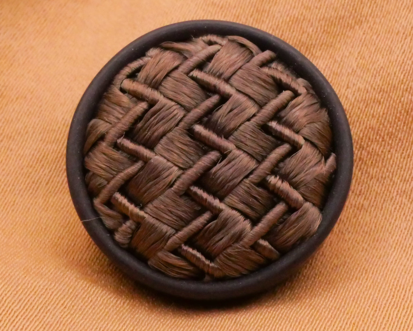 Weave Woven Brown Polyester Couture Plastic Button 21mm