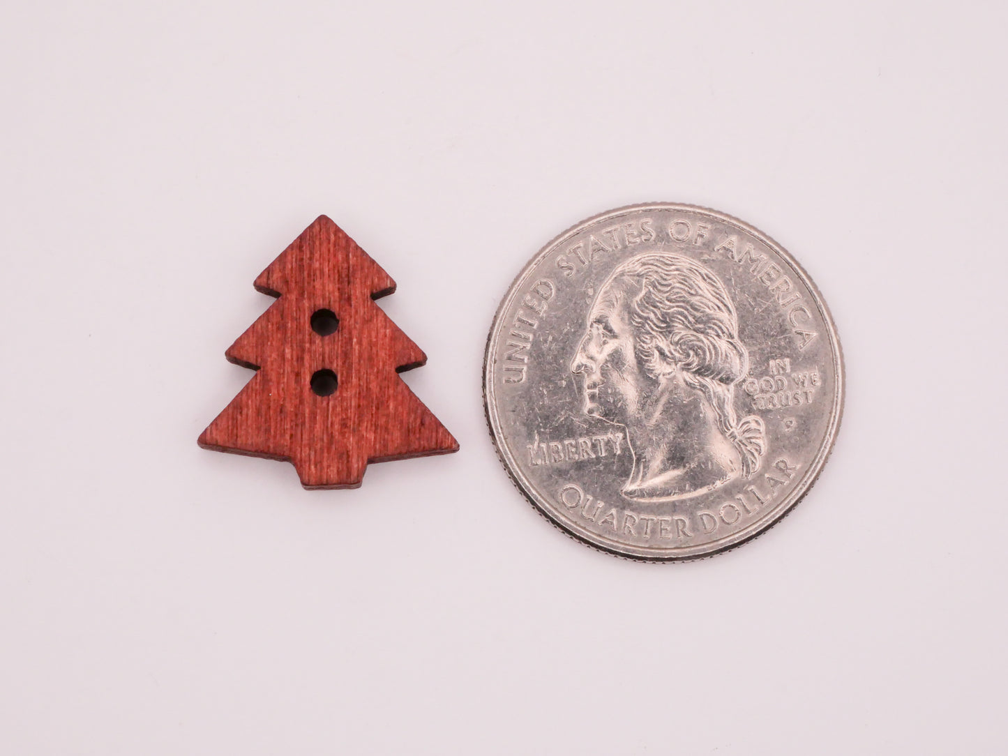 Pine Tree Sew-Thru Wood Set of Ten Buttons 17x18mm