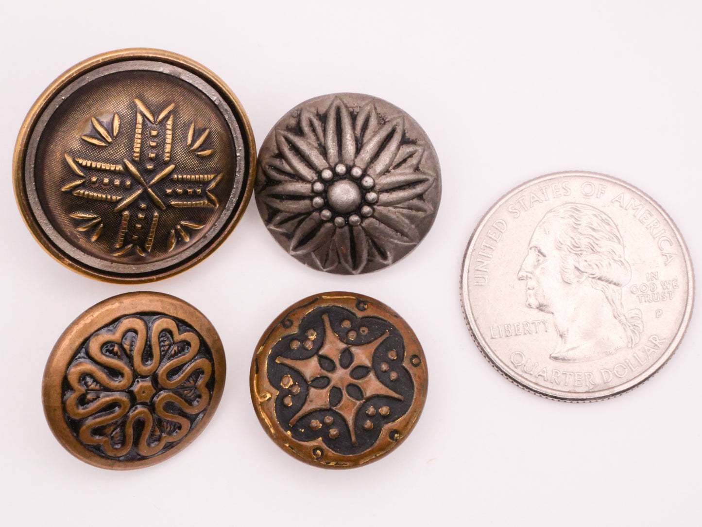 Snowflake Flower Vintage Antique Metal Button Various 18-24mm