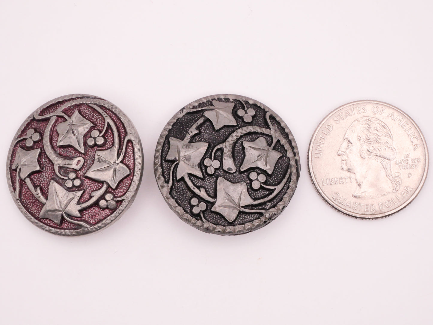 Leaf Leaves Vining Tinted Pewter Metal Button Various 29mm