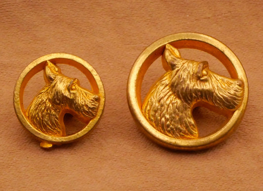 Scottie Terrier Dog Metallized Gold Plastic Button Various 13-17mm