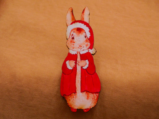 Flopsy Mopsy Cotton-Tail Santa Christmas Beatrix Potter Large Wood Button 23x59mm