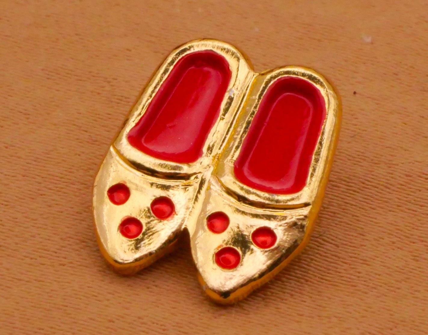 Dutch Wooden Shoes Gold Red Enamel Metal JHB Button 12x15mm