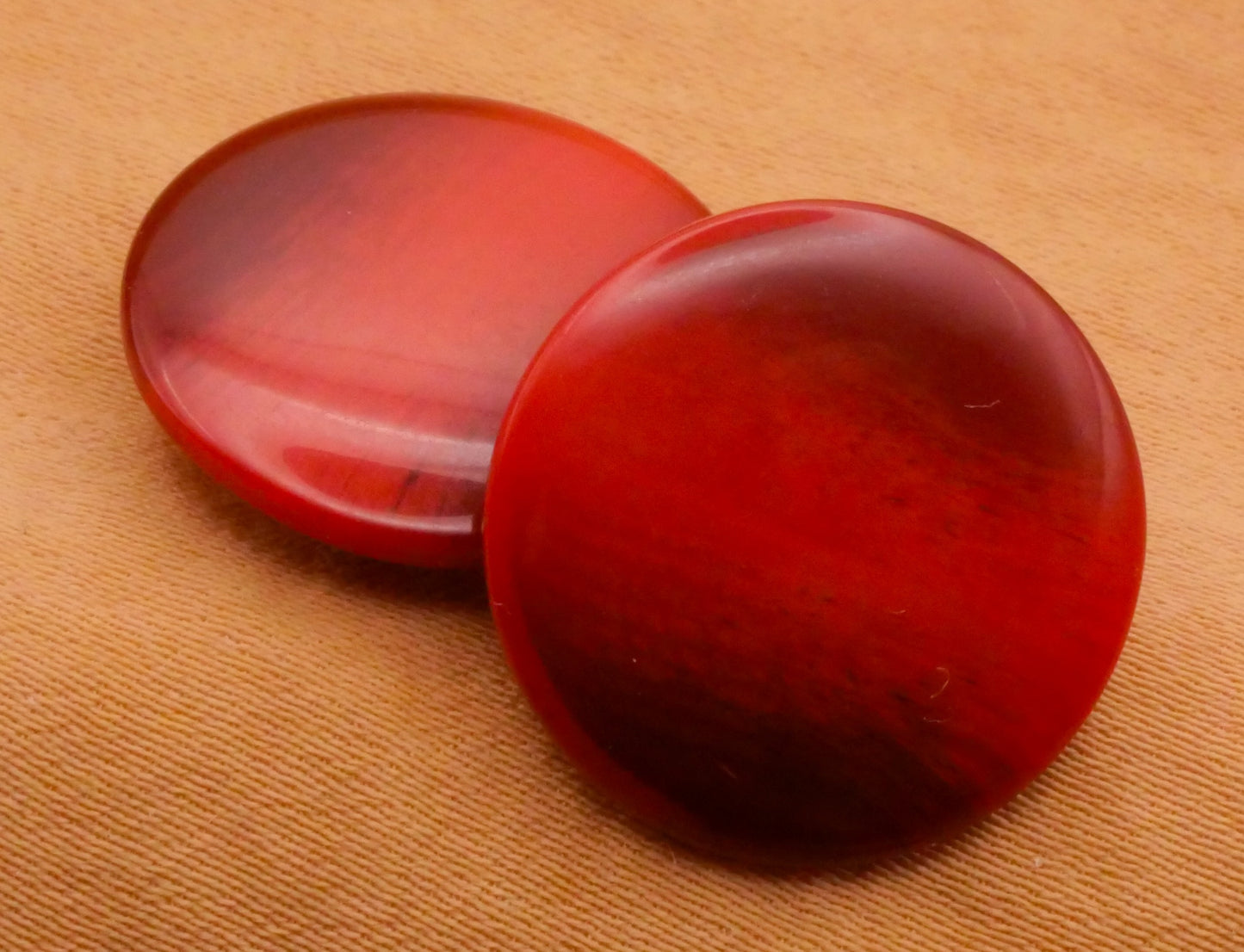 Two-Tone Red Vintage Italian Plastic Pair of Buttons 18mm