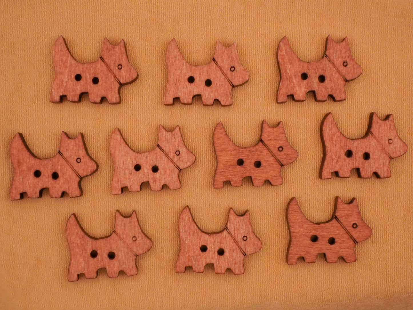 Scottie Terrier Dog Laser Cut Wood Set of Ten Buttons 19x24mm