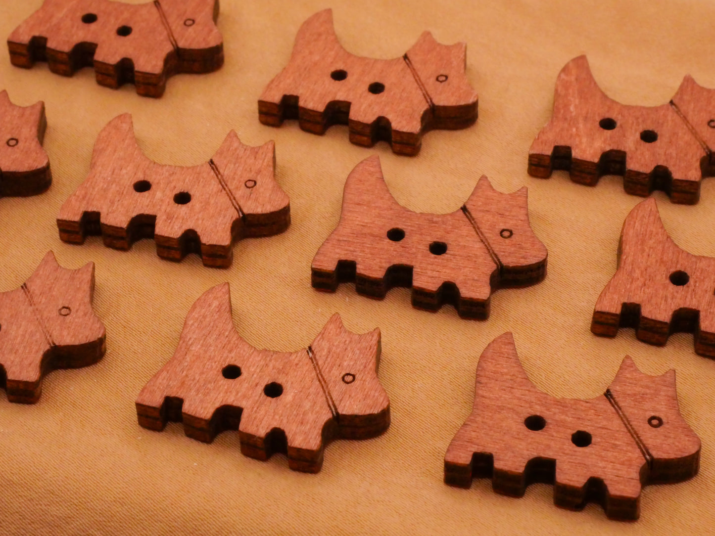 Scottie Terrier Dog Laser Cut Wood Set of Ten Buttons 19x24mm