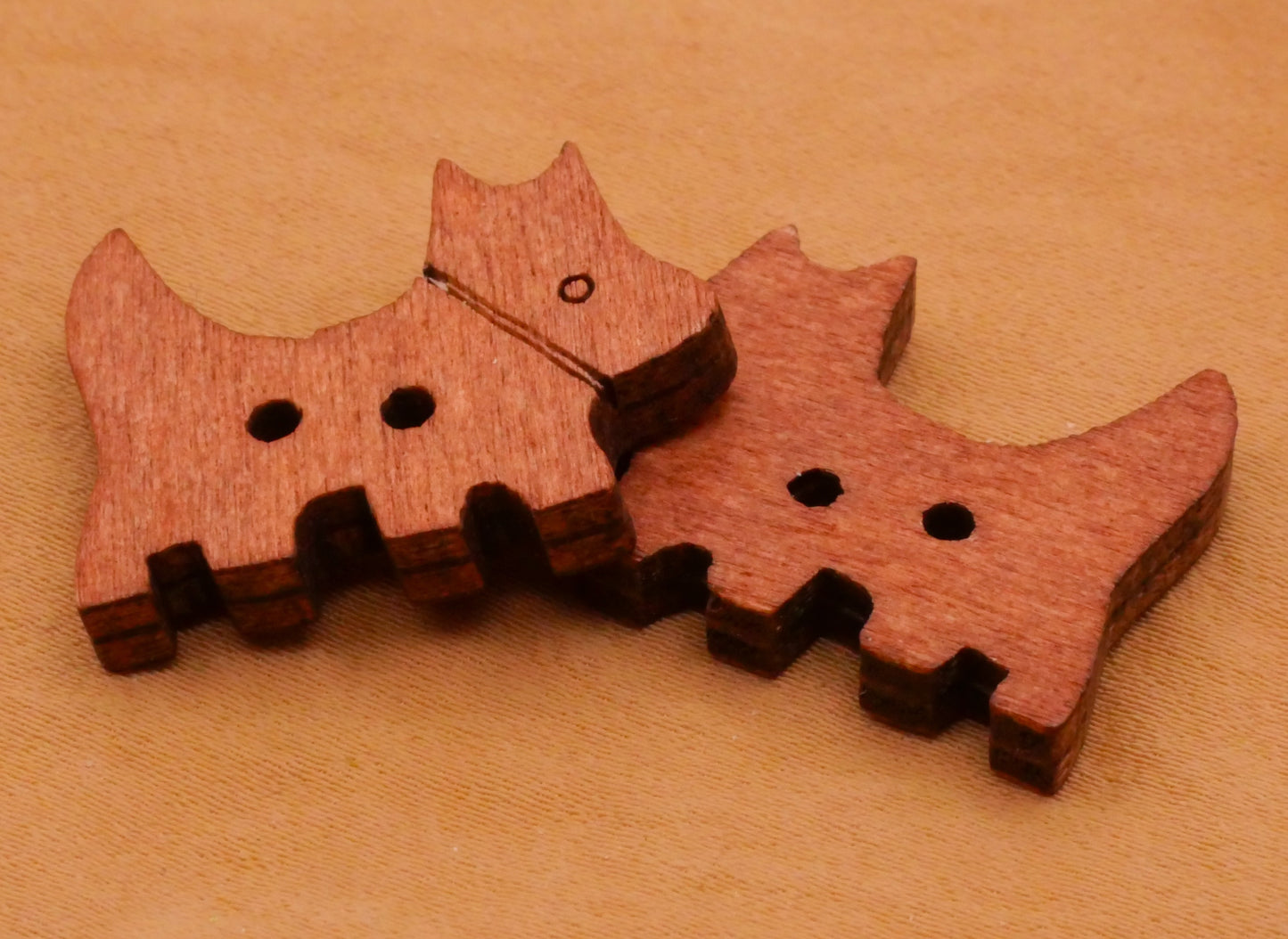 Scottie Terrier Dog Laser Cut Wood Set of Ten Buttons 19x24mm