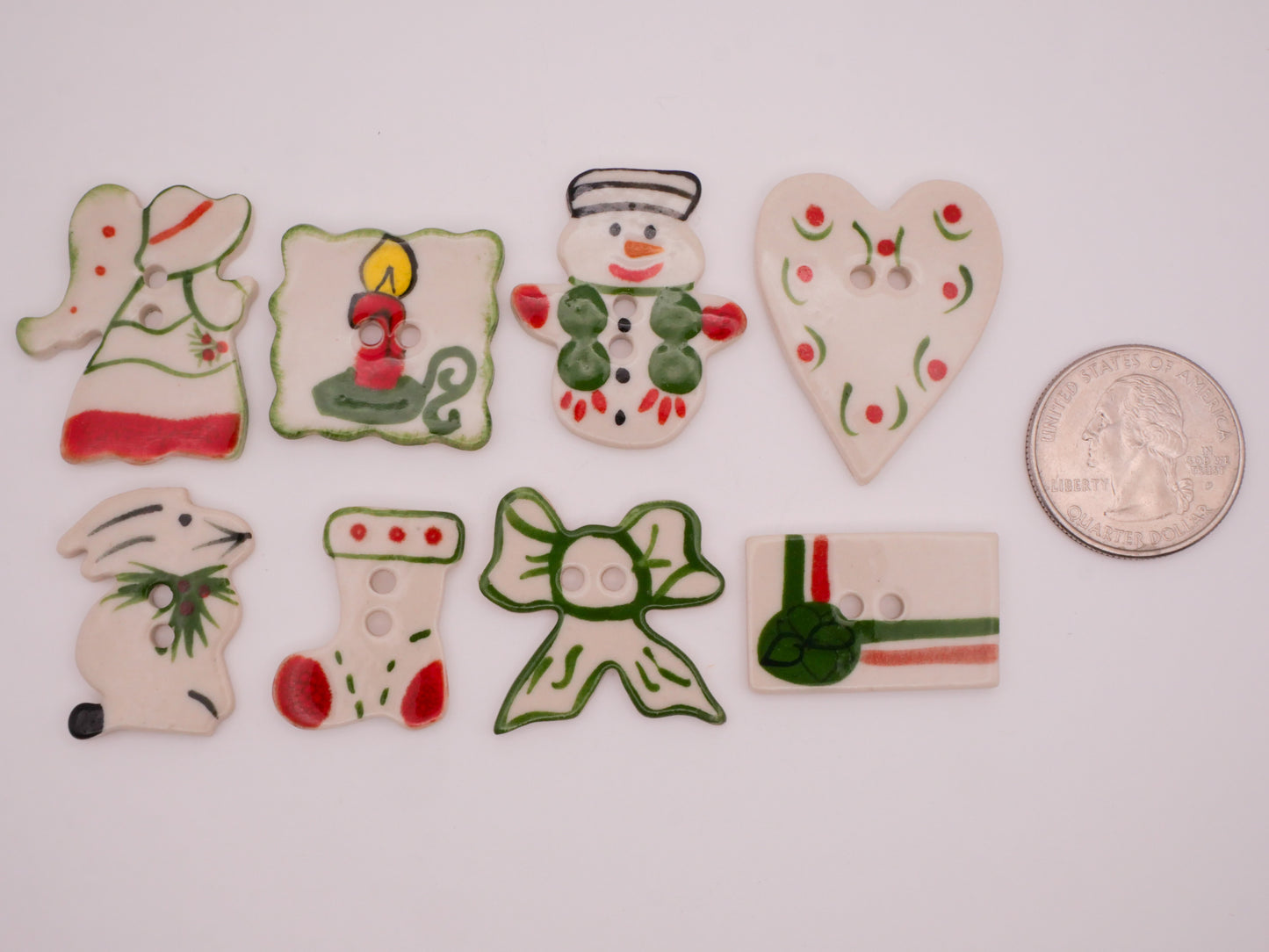 Christmas Holidays Hand-Painted Ceramic Button Various 18-35mm