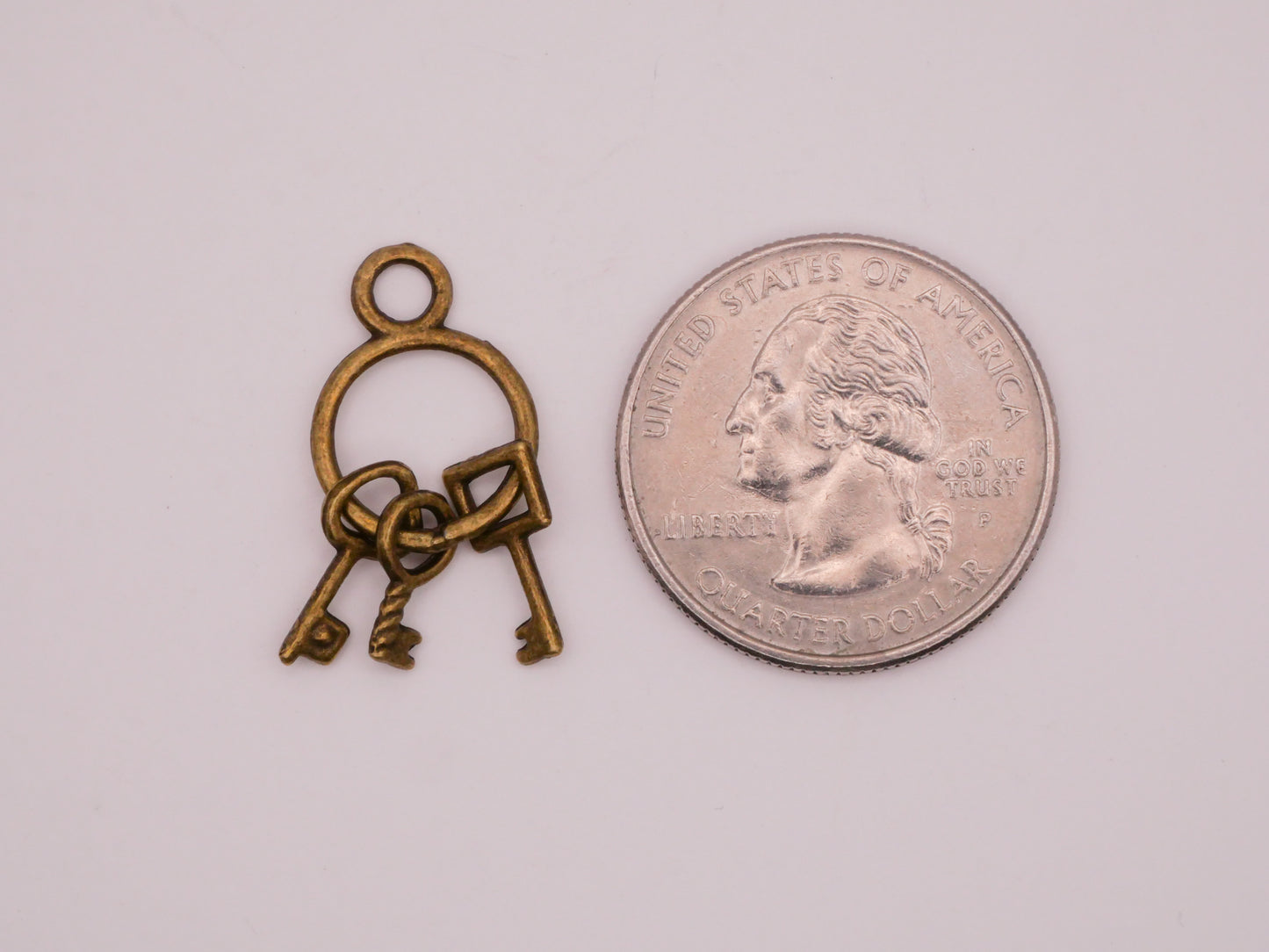 Key Moveable Bronze Metal Set of Five Charms Embellishments 13x26mm