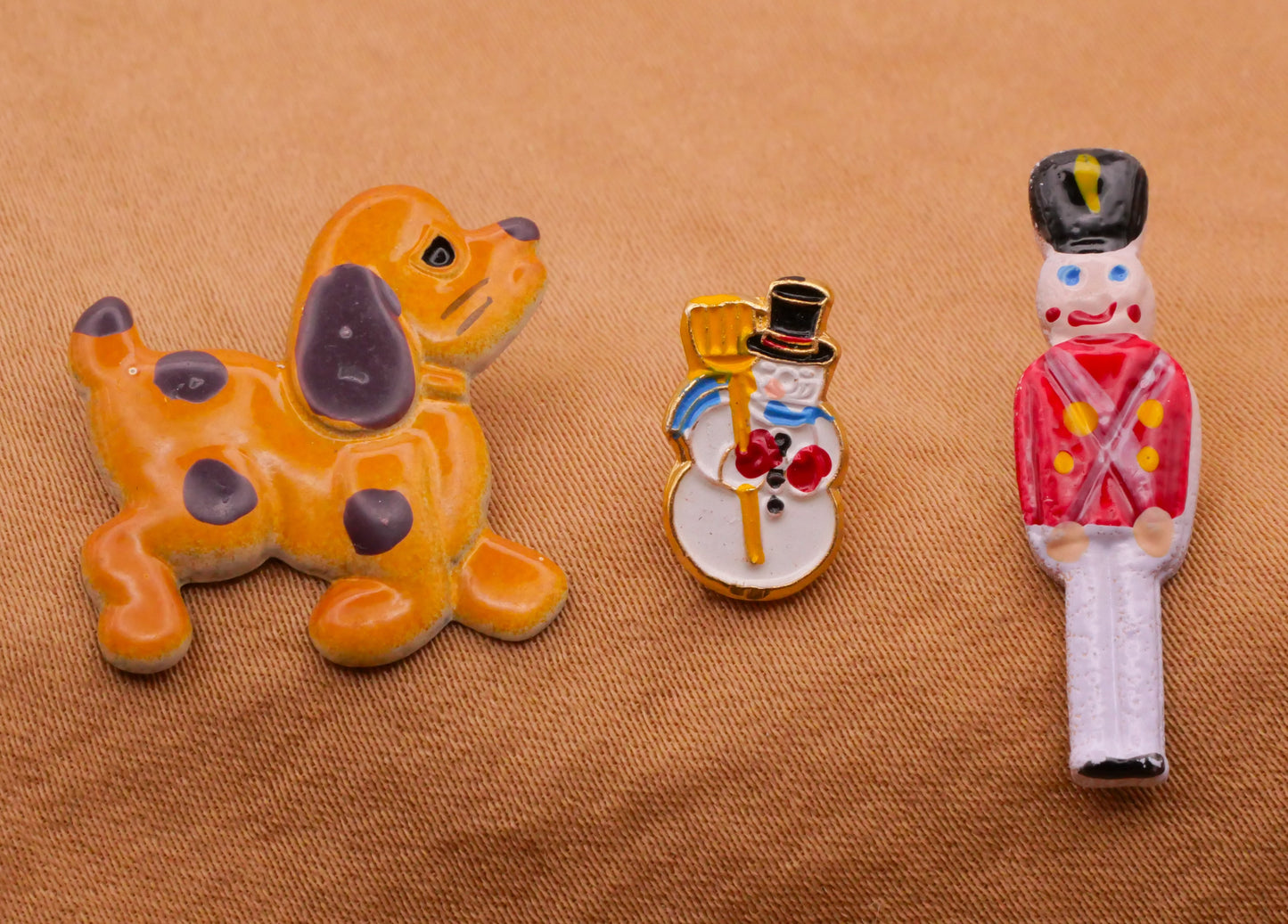 Dog Snowman Toy Soldier Hand-Painted Enamel Metal JHB Button Various 7-26mm