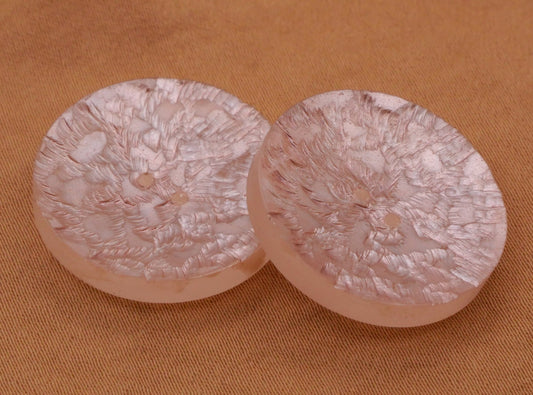 Frost Texture Pale Pink Plastic Pair of Buttons 23mm