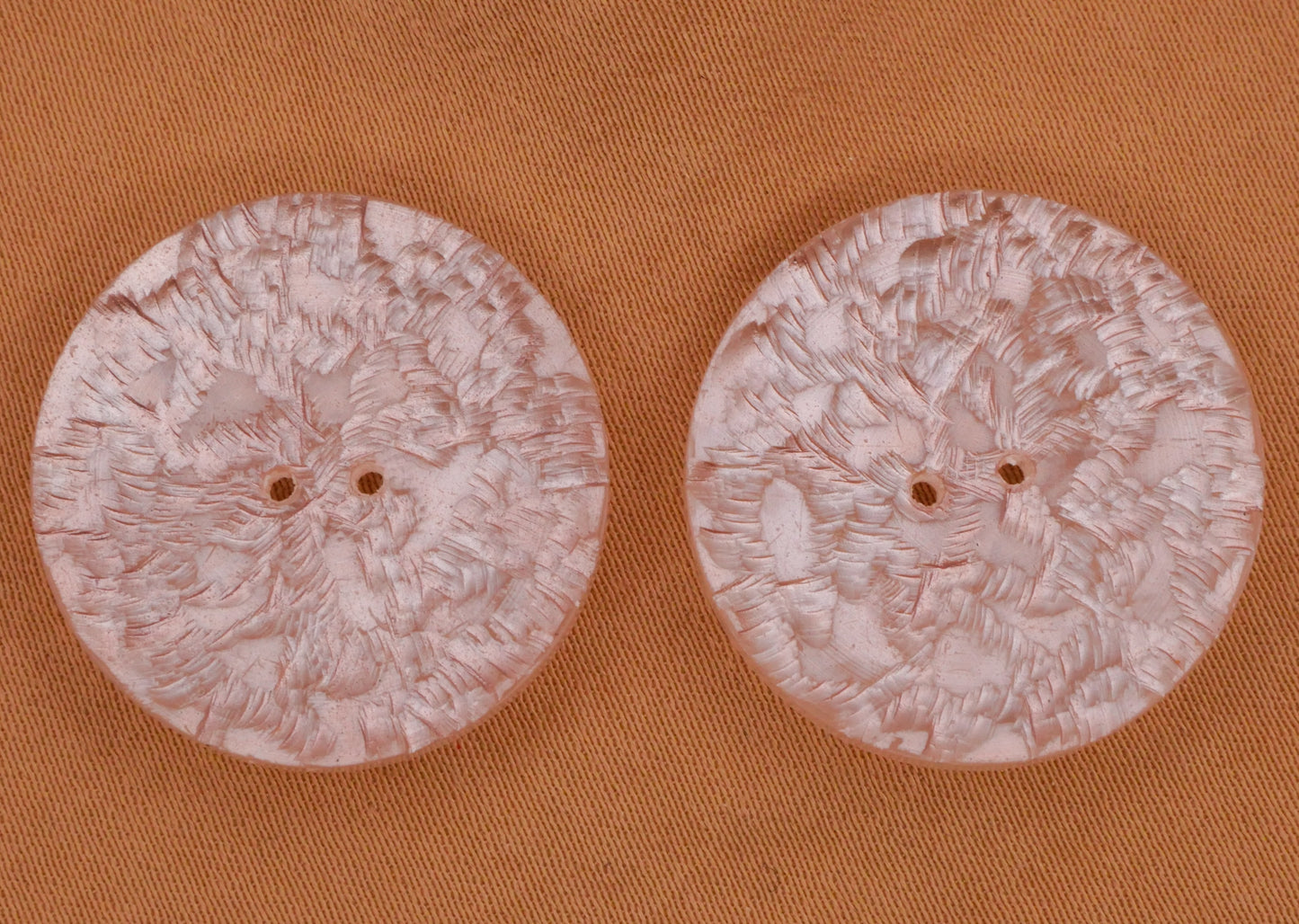 Frost Texture Pale Pink Plastic Pair of Buttons 23mm