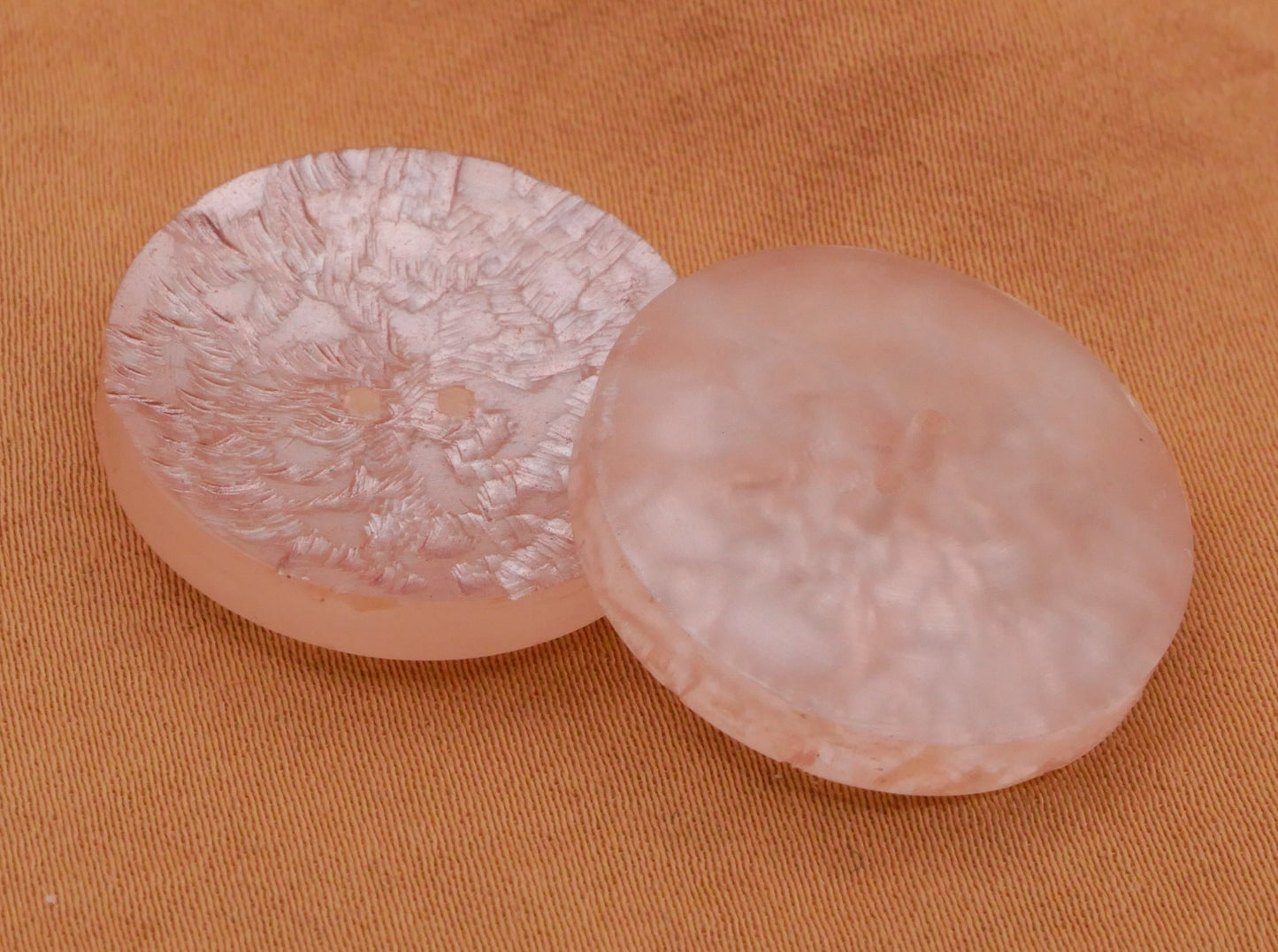 Frost Texture Pale Pink Plastic Pair of Buttons 23mm