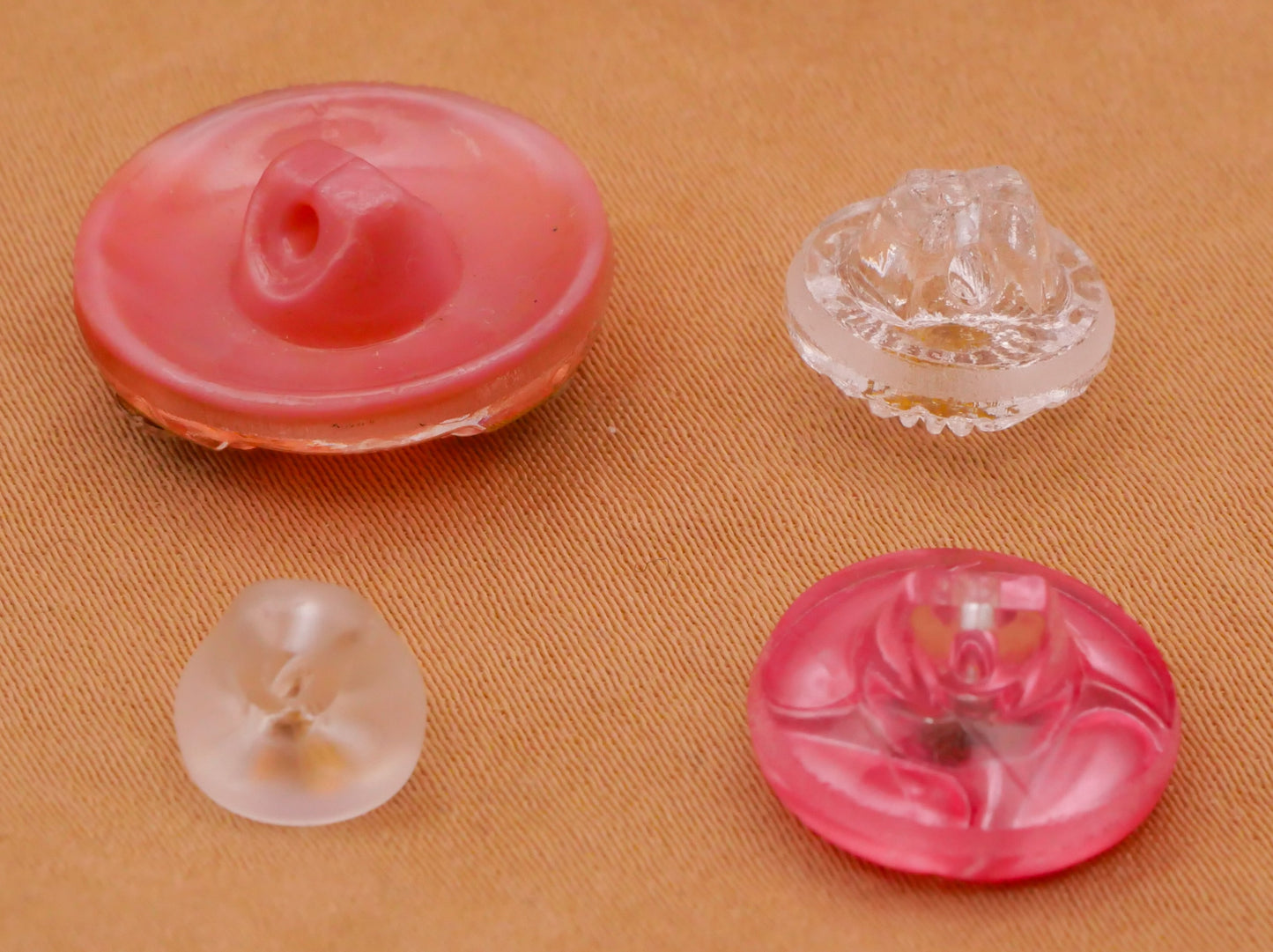 Pink Frosted Glass Rhinestone Vintage Button Various 8-18mm