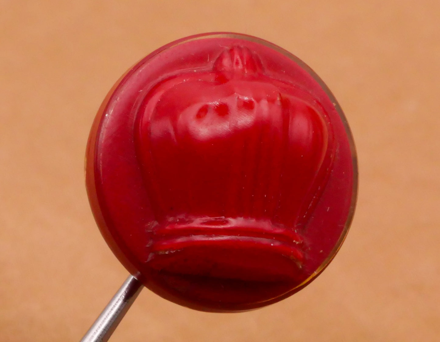 Crown Red Celluloid Early Plastic Button 19mm