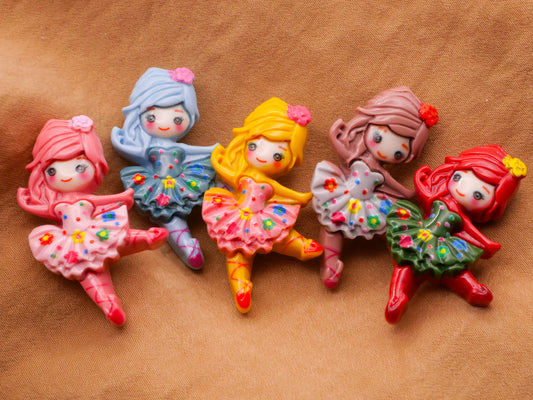 Ballet Ballerina Dancing Colorful Plastic Set of Five Buttons 21x34mm