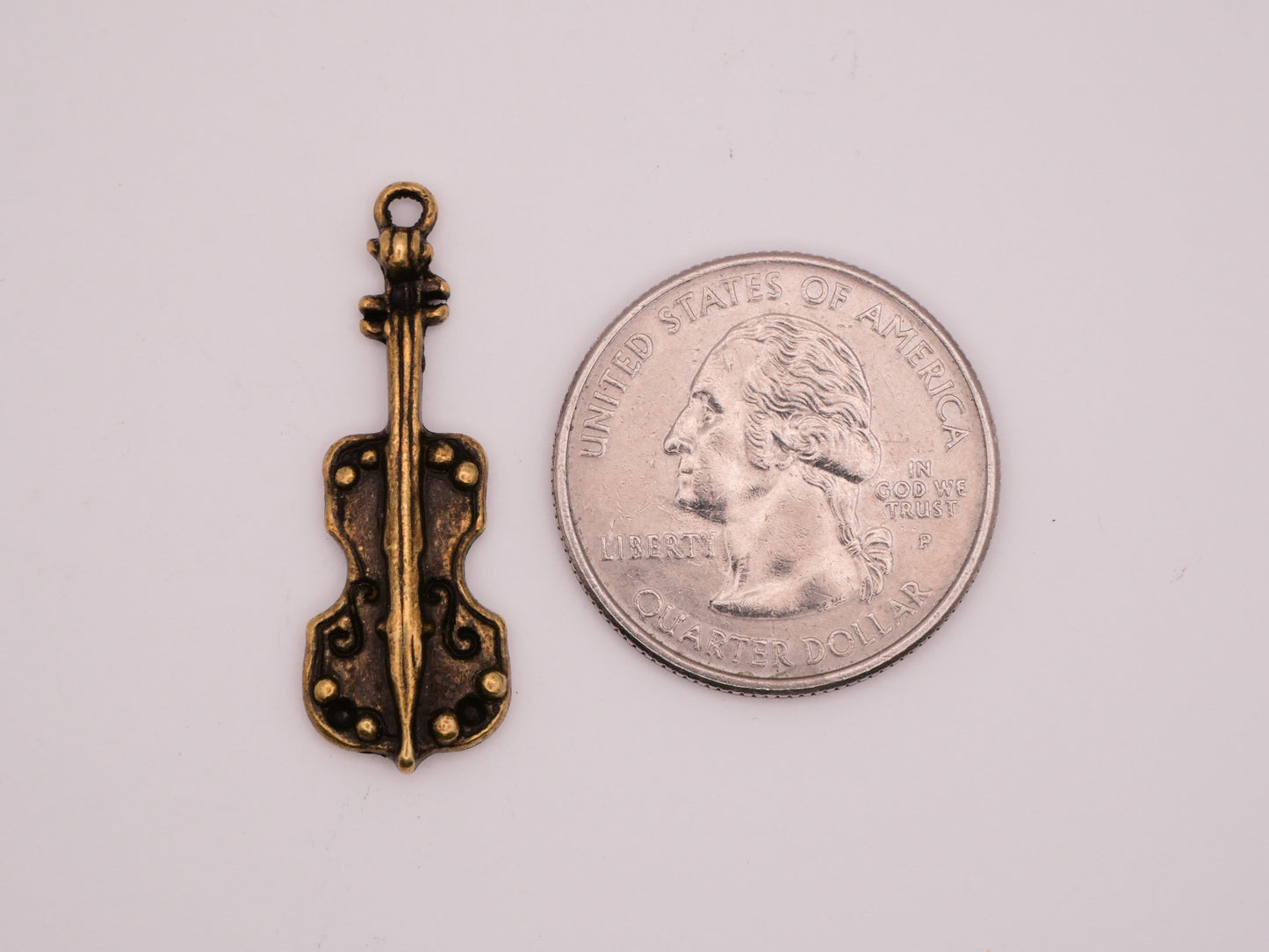 Violin Viola String Instrument Bronze Metal Pair of Charms 11x32mm