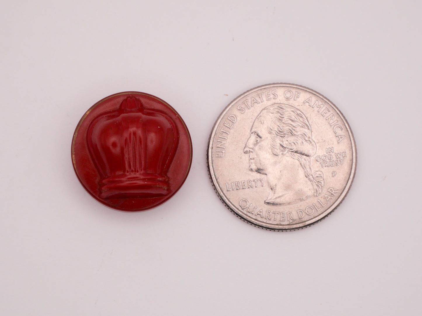 Crown Red Celluloid Early Plastic Button 19mm