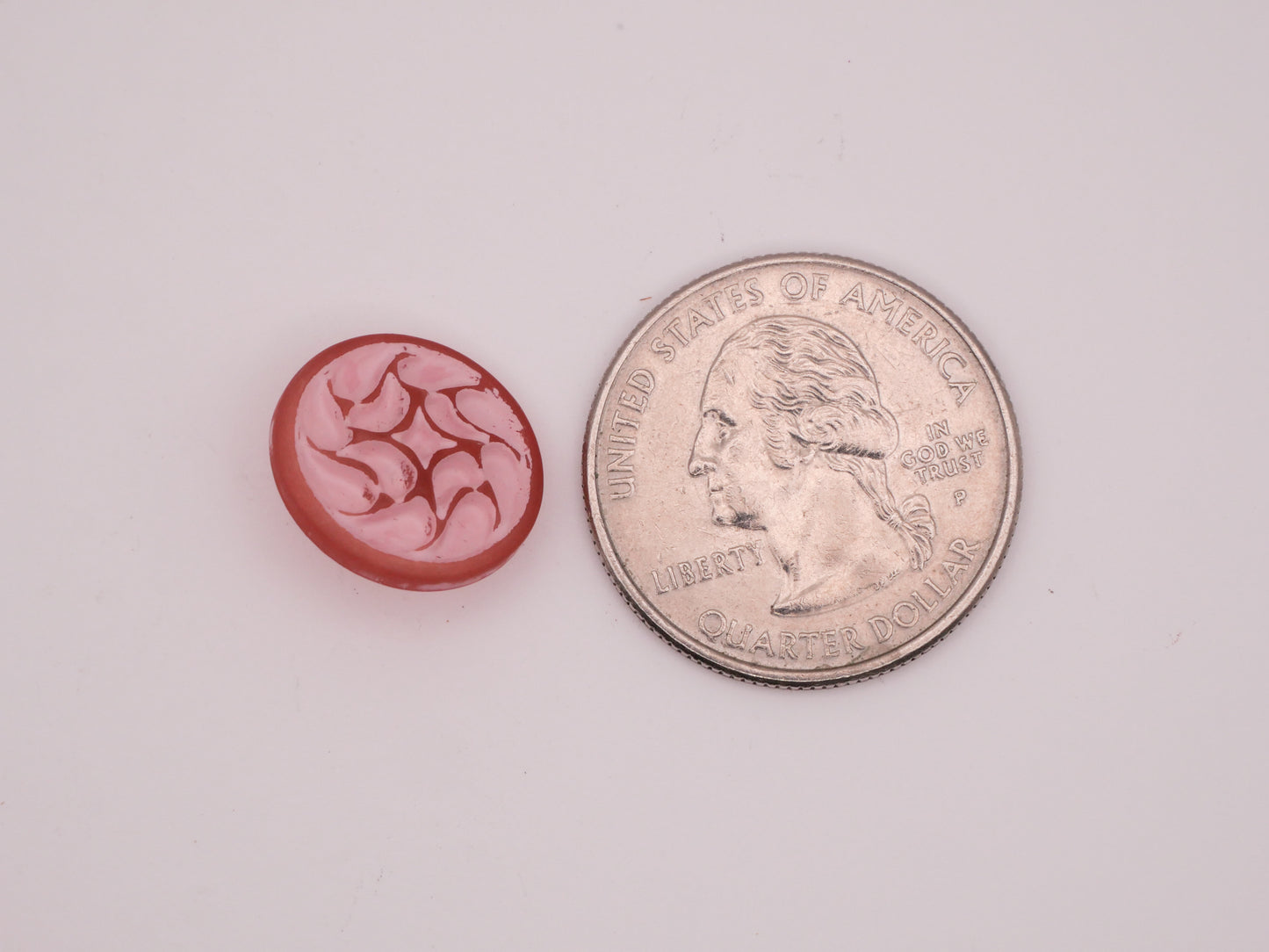 Whirlpool Pink Vintage Plastic Pair of Buttons 15mm