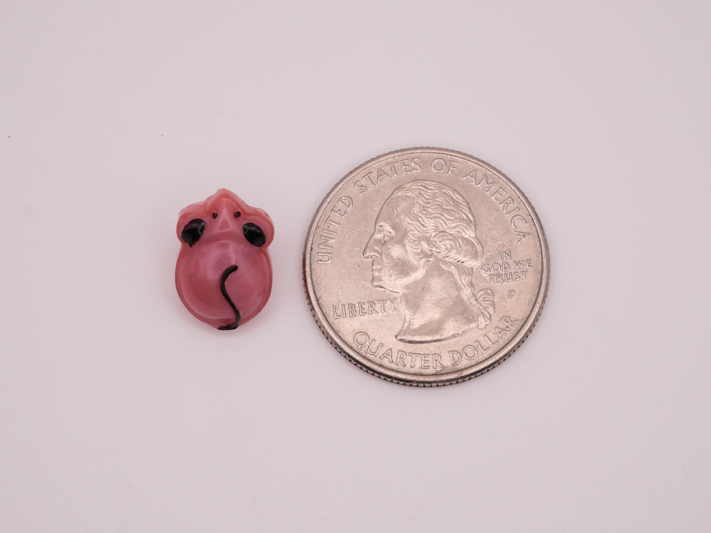 Mouse Mice Pink Vintage Czech Glass Button 10x14mm