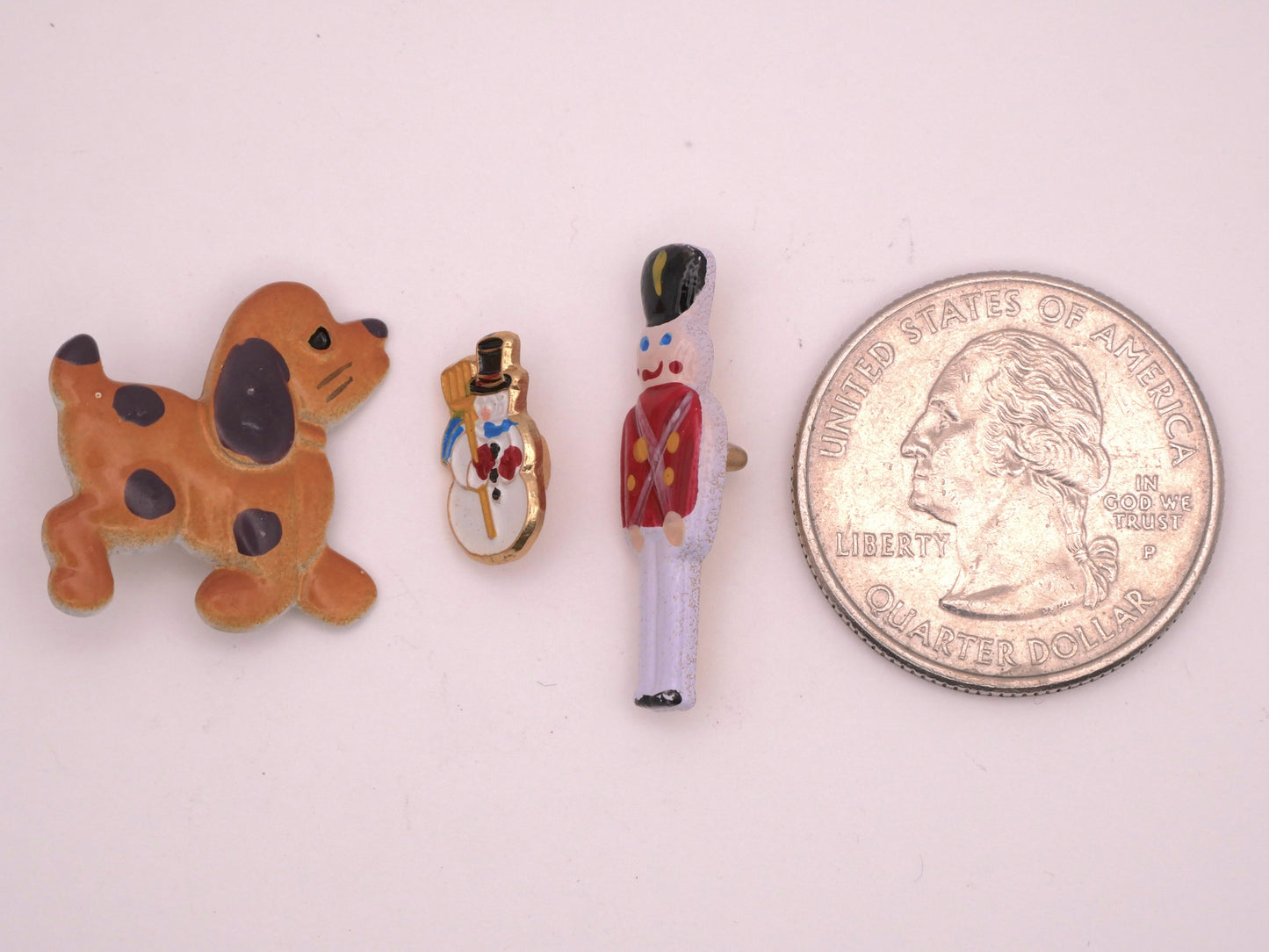 Dog Snowman Toy Soldier Hand-Painted Enamel Metal JHB Button Various 7-26mm