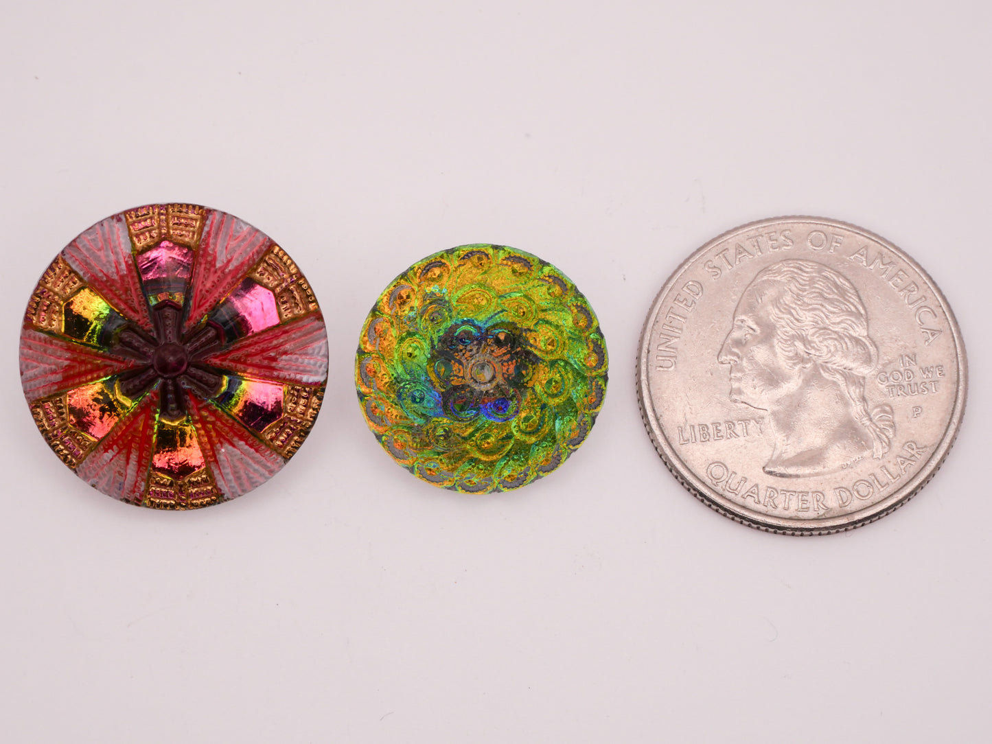 Iridescent Snowflake Peacock Colorful Czech Glass Button Various 18-22mm