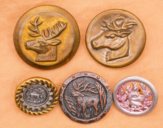 Reindeer Stag Deer Metal Vintage Antique Button Various 16-25mm