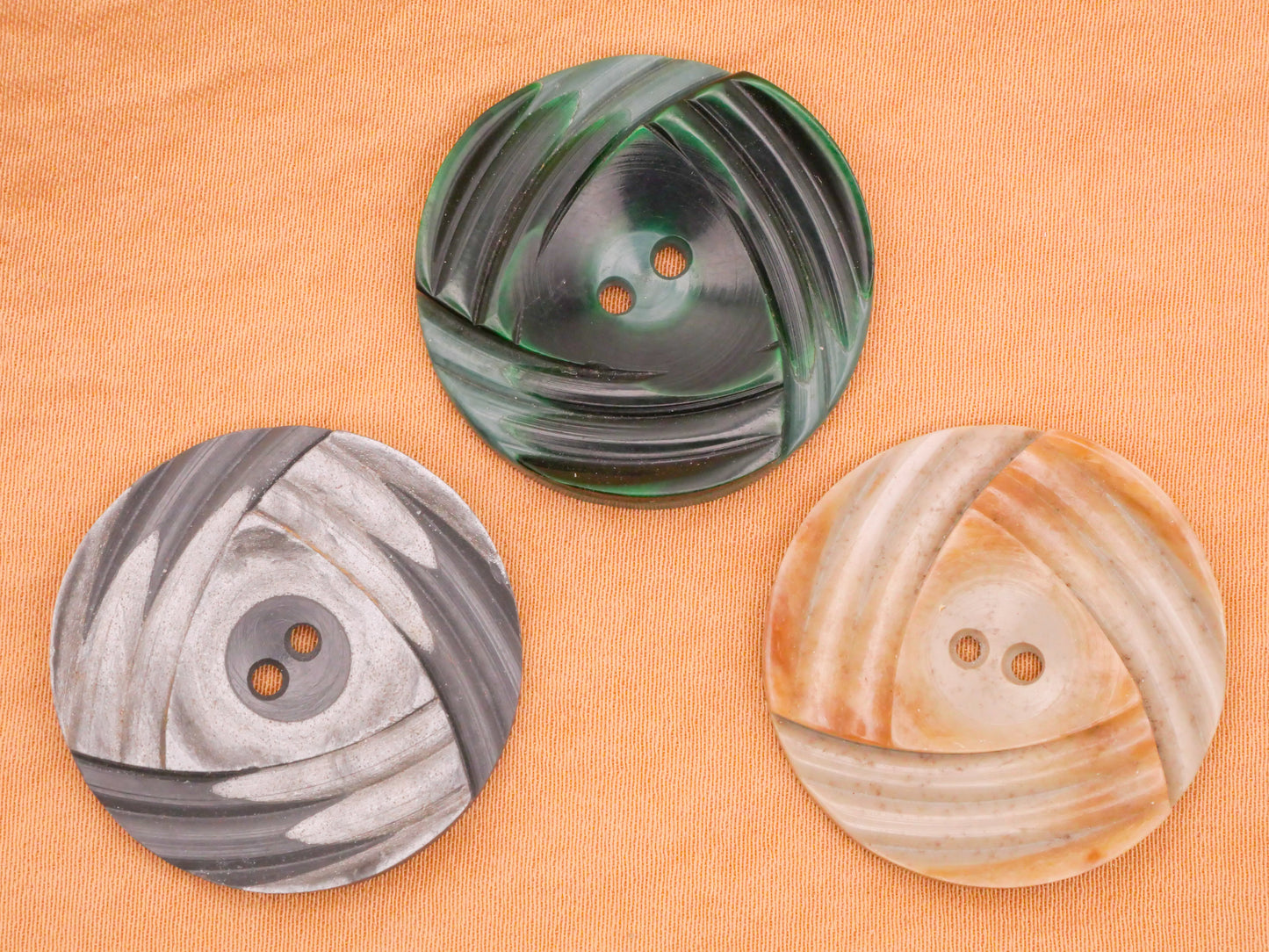 Triangular Swirl Marbled Vintage Plastic Button Various 29mm