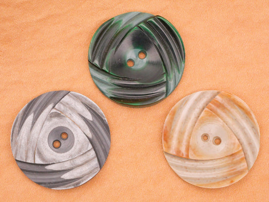 Triangular Swirl Marbled Vintage Plastic Button Various 29mm