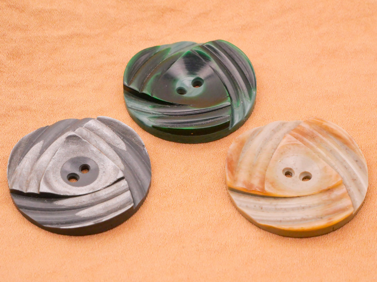 Triangular Swirl Marbled Vintage Plastic Button Various 29mm