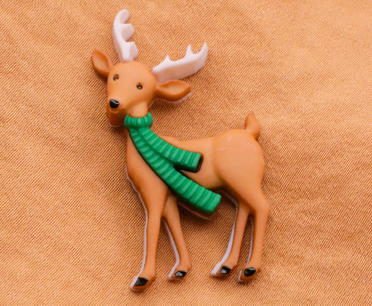 Reindeer Stag Deer Scarf Plastic Button 21x39mm