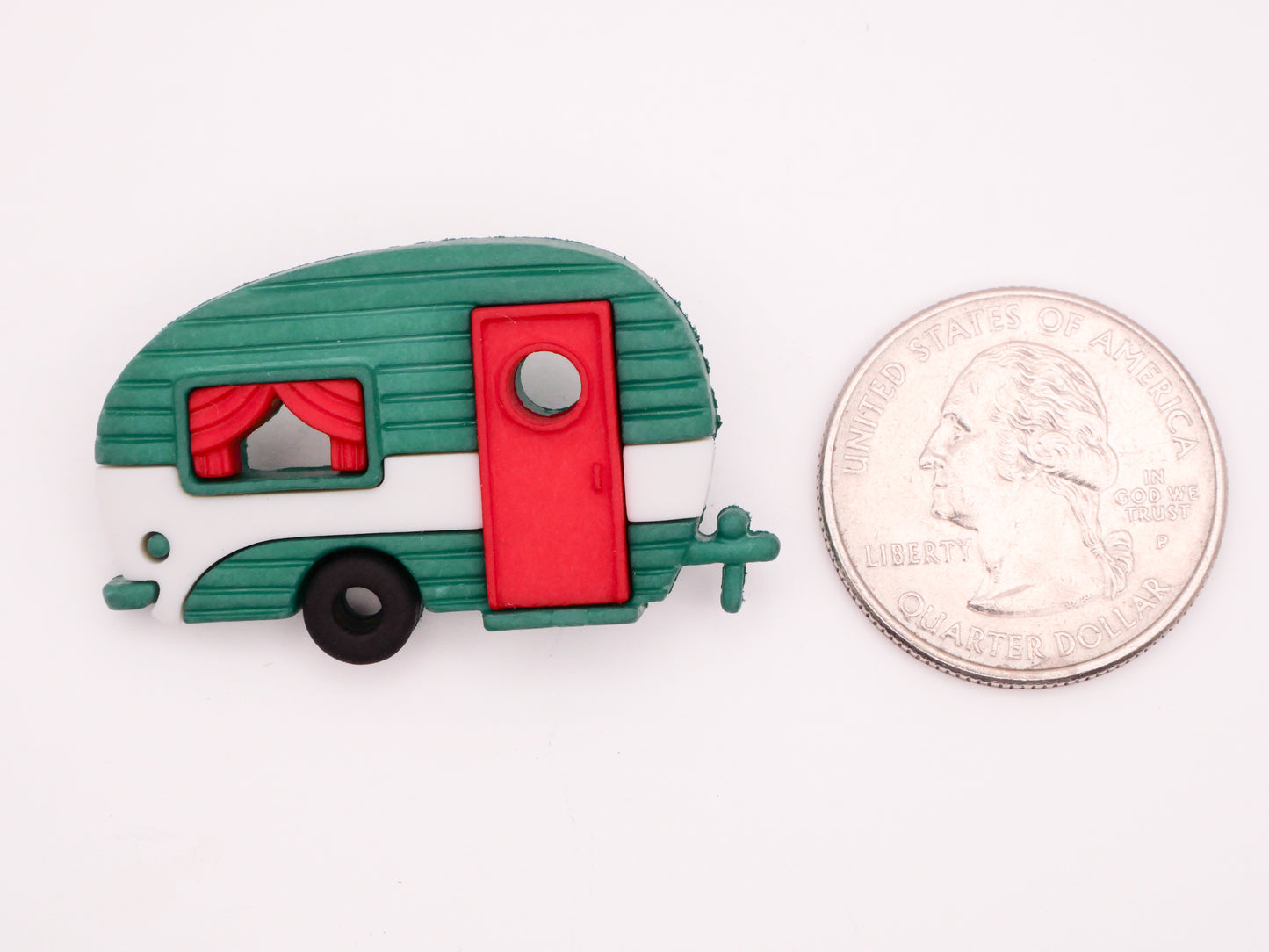 Camper Airstream Retro Teal Red Plastic Pair of Buttons 24x40mm