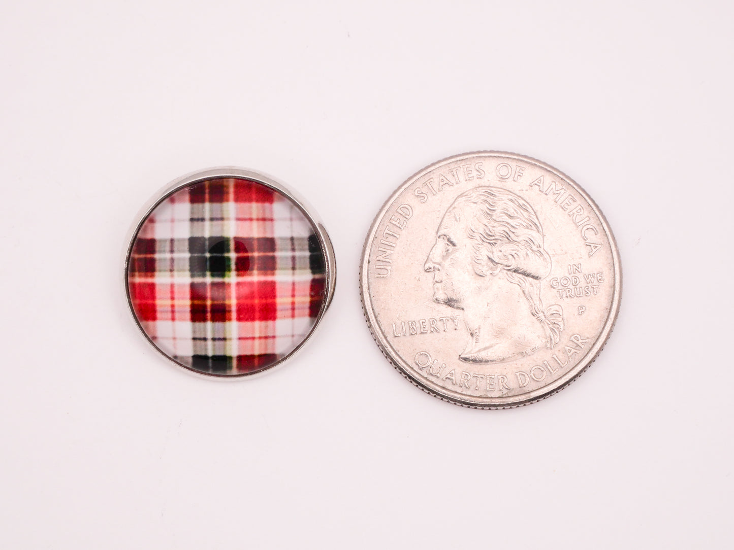 Plaid Designs Glass Dome Silver Metal Set of Five Buttons Various 20mm