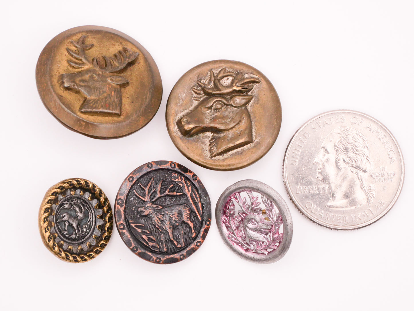 Reindeer Stag Deer Metal Vintage Antique Button Various 16-25mm