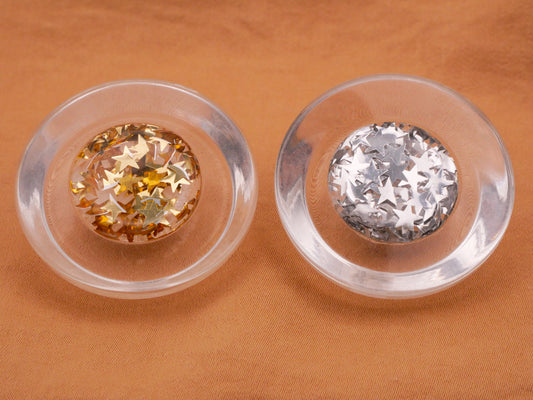 Lucite Star Glitter Gold Silver Vintage Large Button Various 34mm